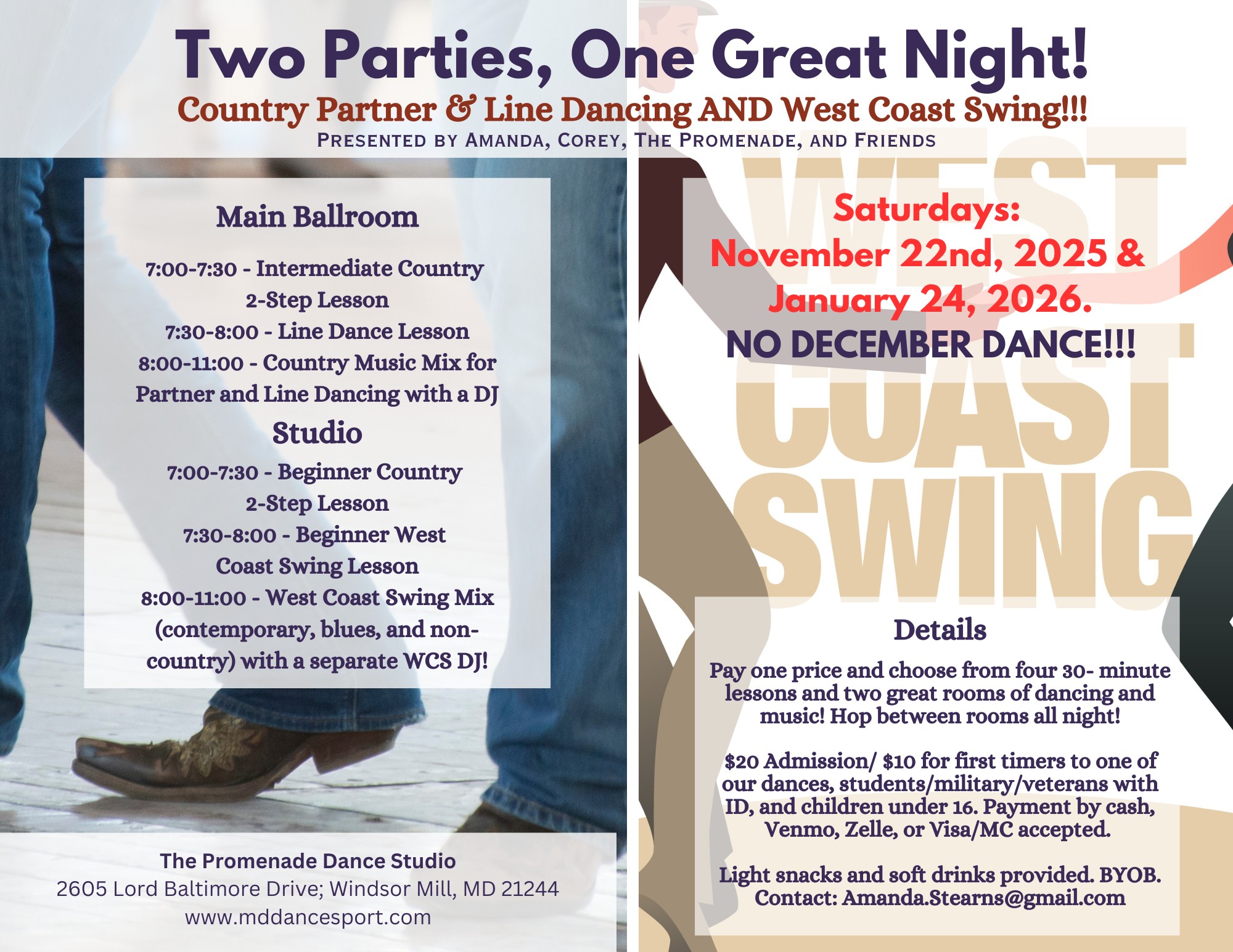 Country Partner & Line Dancing AND West Coast Swing Night!!!