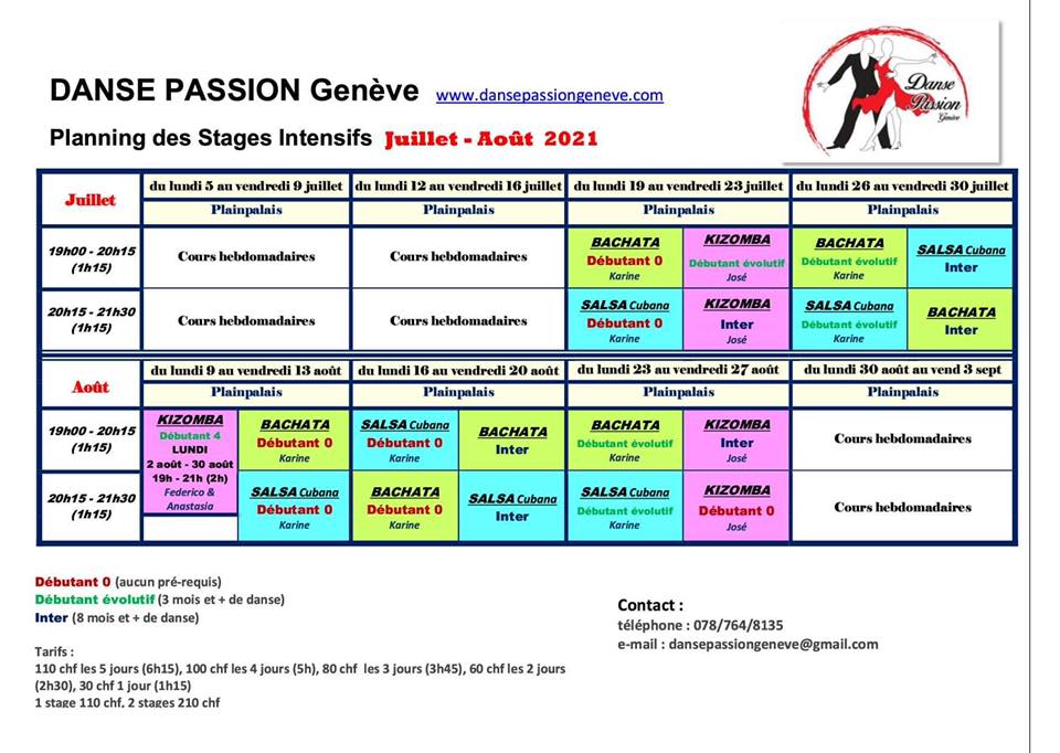 Stages d'été 2021 Salsa, Bachata & Kizomba