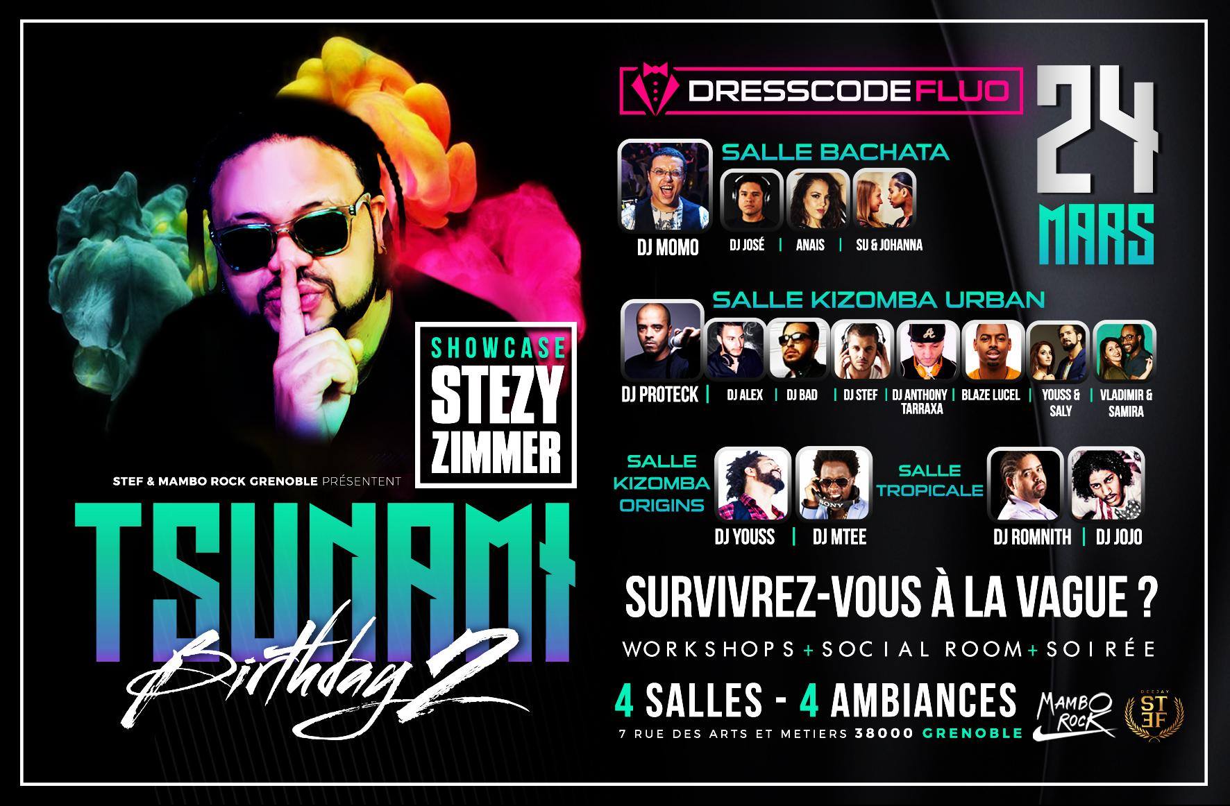 Tsunami Birthday 2, Workshops Social Room Soirée 4 salles