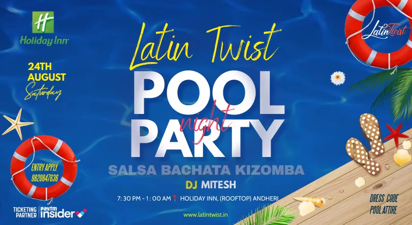 Sat 24 August Latin Twist Pool Party - Dancing in the Moonlight