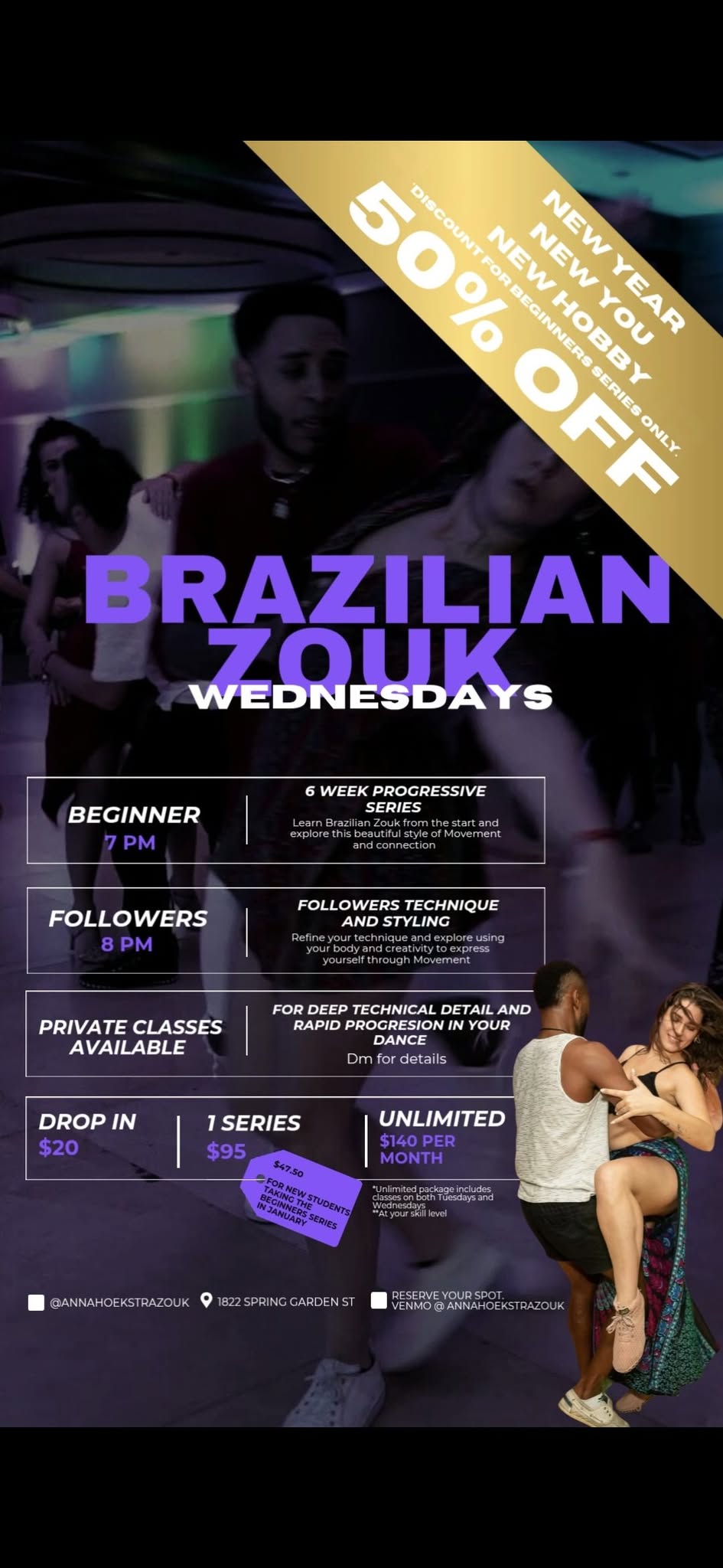 Brazilian zouk beginner series 50% off in January
