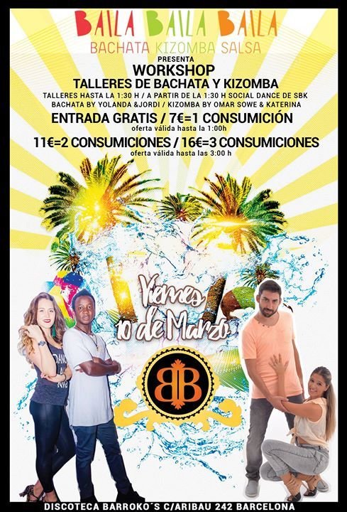 Viernes taller Bachata & Kizomba Entrada Gratis (Barrokos)