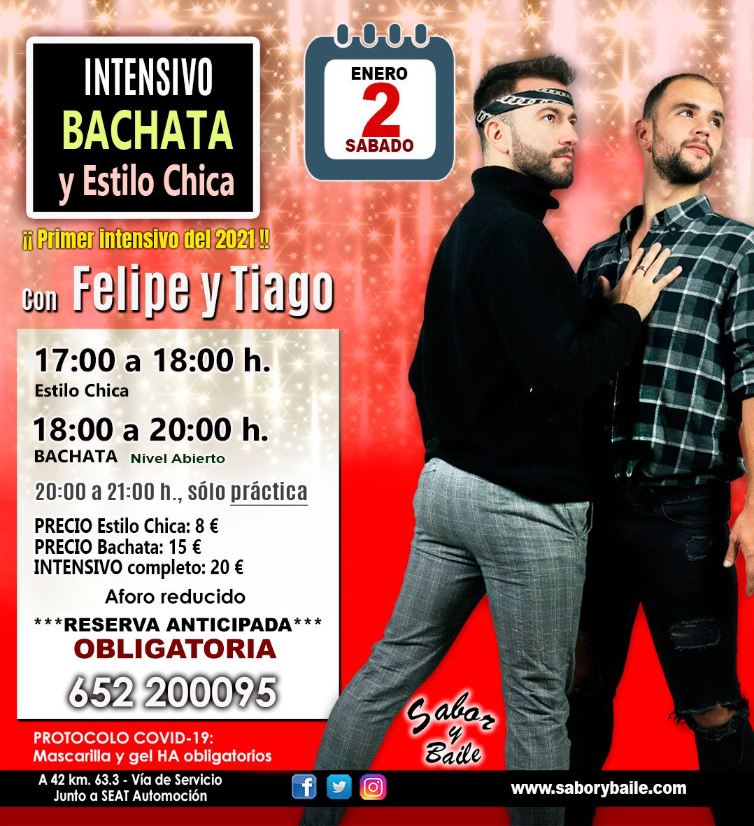 Intensivo de Bachata y Estilo Chica, con Felipe y Tiago, en Sabor y Baile