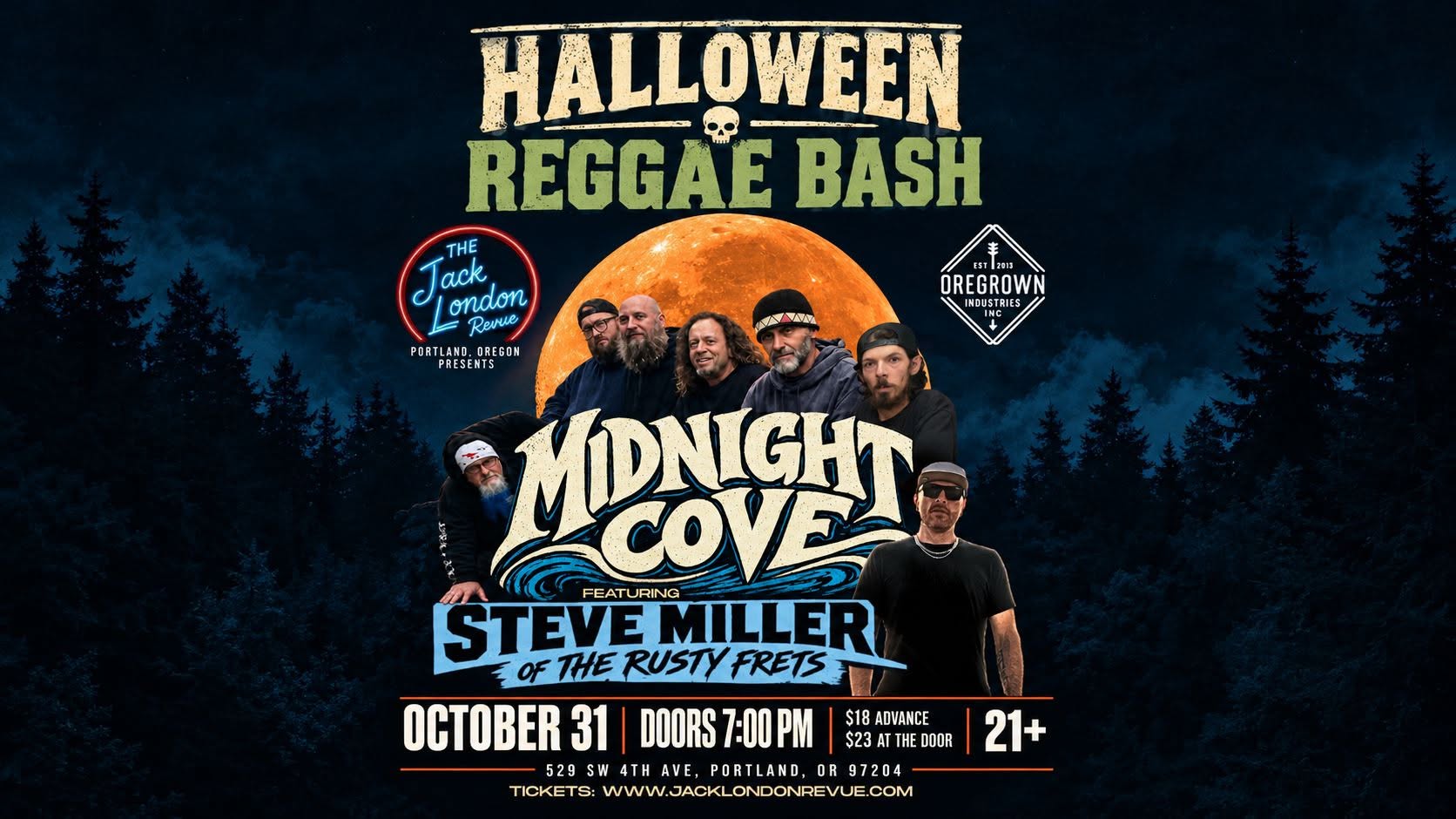 HALLOWEEN BASH Midnight Cove's PDX Debut ft. Steve Miller of The Rusty Frets Jack London Revue