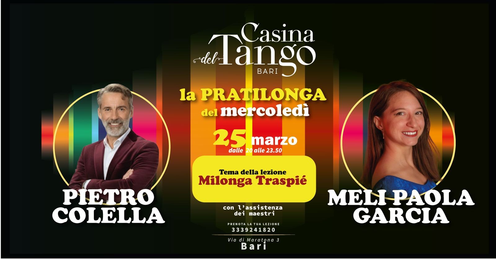 Pratilonga Casina del Tango Mercoledi 25 Marzo - Lezione Milonga Traspié con Pietro e Melina 🇦🇷