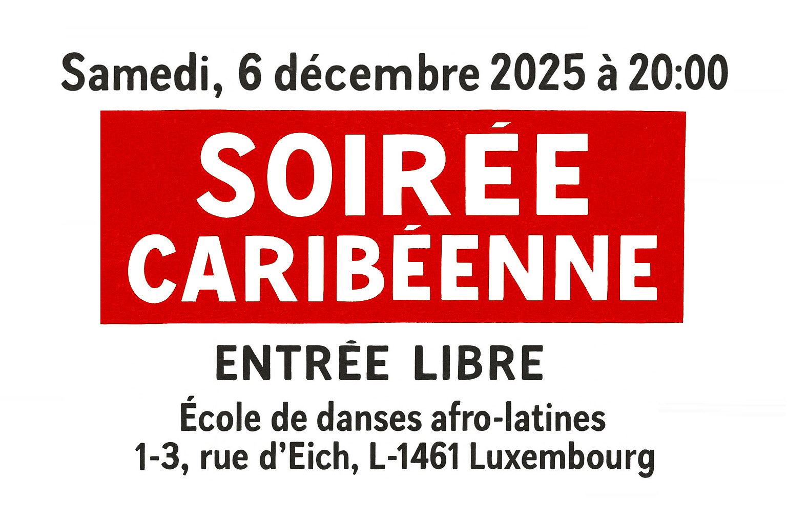 Soirée Caribéenne avec Gissel Ortiz le 6 décembre