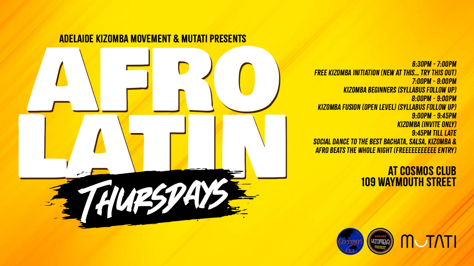 Afro Latin Thursdays (CLASS TRY OUT FOR FREE & FREE SOCIAL)