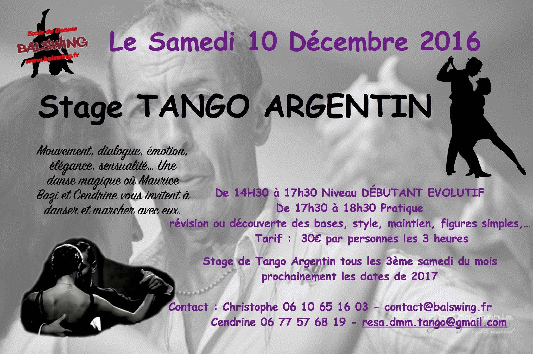 Stage Mensuel Tango Argentin Débutants