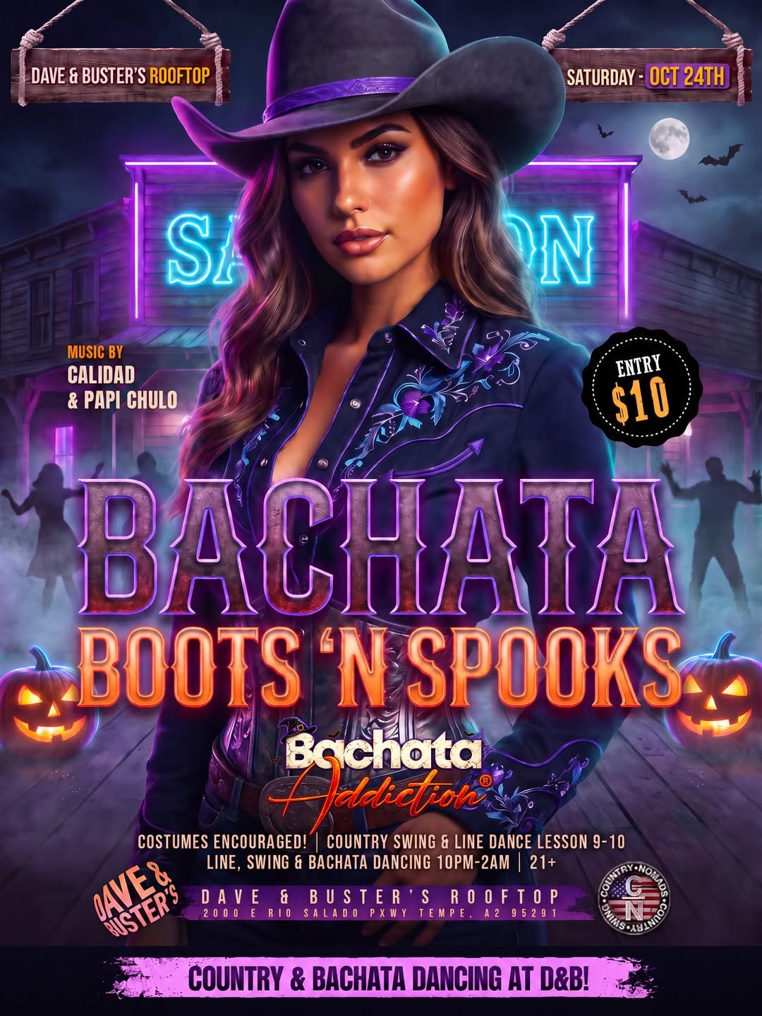 "Bachata Boots N' Spooks" at D&B Rooftop Bachata Addiction X Country Nomads