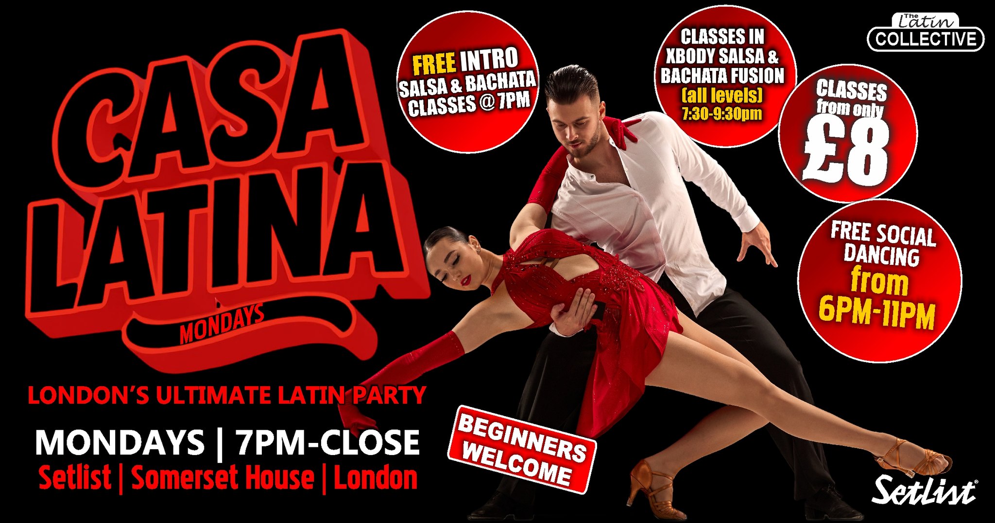 ⭐CASA LATINA Mondays⭐ Weekly Mondays XBODY SALSA BACHATA DOMINCANA BACHATA FUSION and more