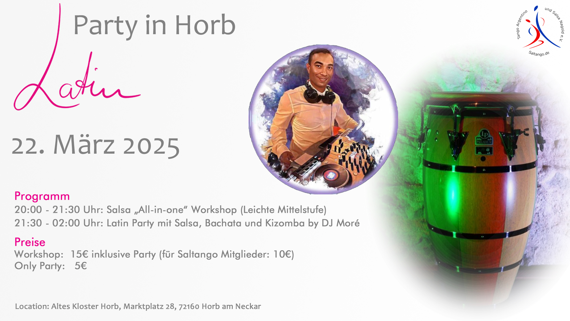Salsa im Kloster mit "All-in-one" Workshop Salsa Cubana