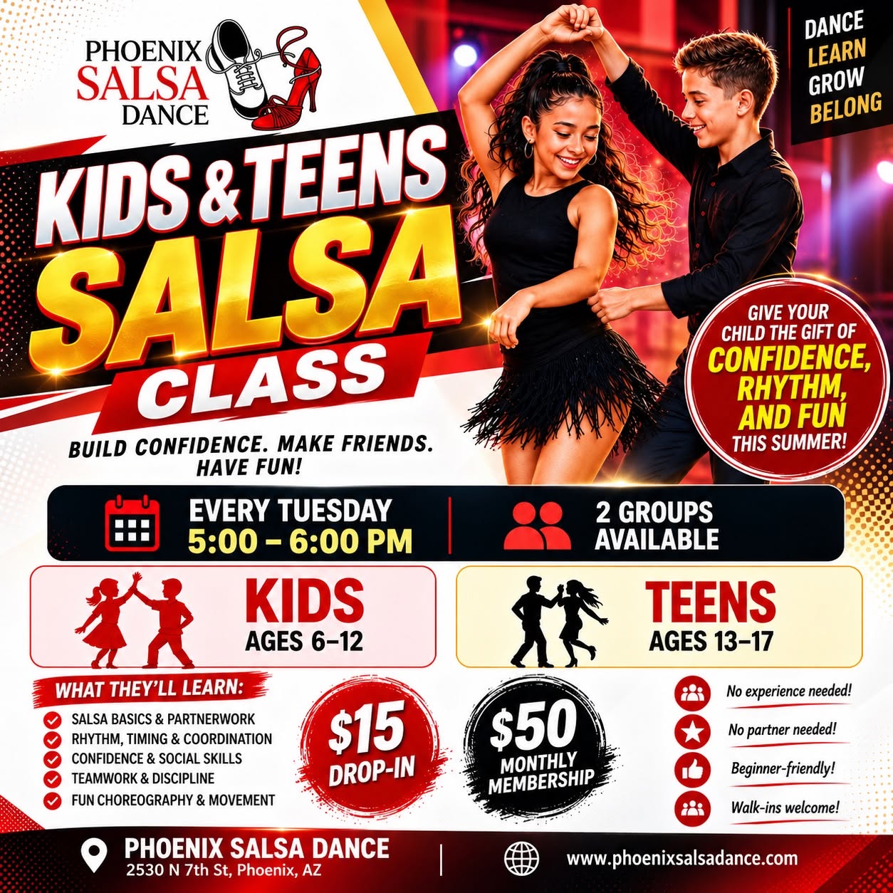 Tuesday Kids & Teens Salsa Class! No experience needed