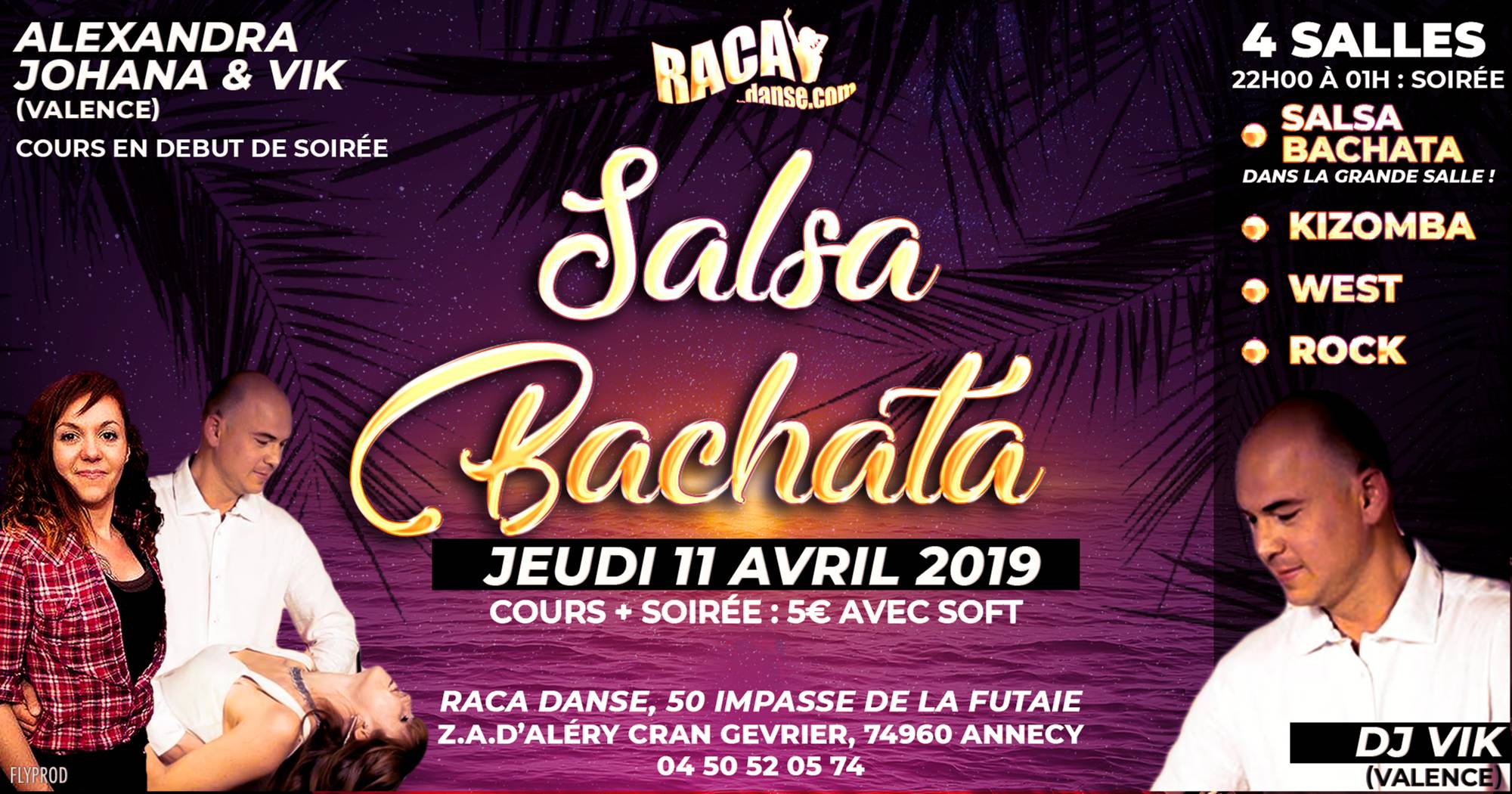 Soirée Cours SALSA Bachata Except Dj ViK avec Johana Valence