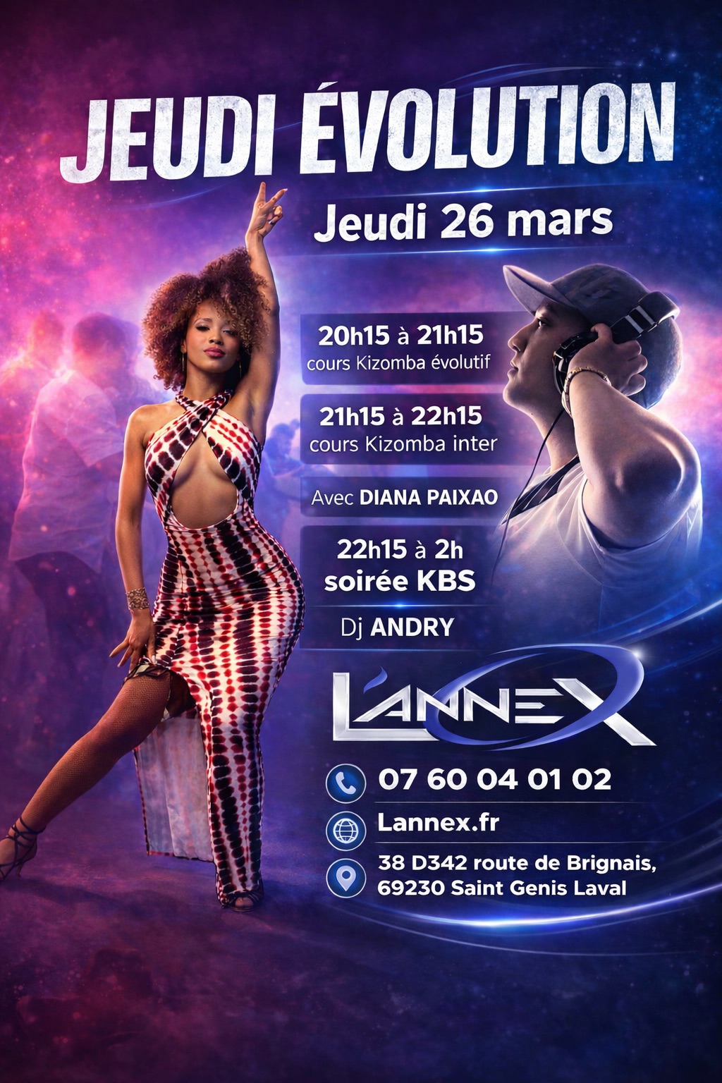 🔷JEUDI ÉVOLUTION🔷COURS DE KIZOMBA avec DIANA PAIXAO❤️SOIRÉE SBK🔷