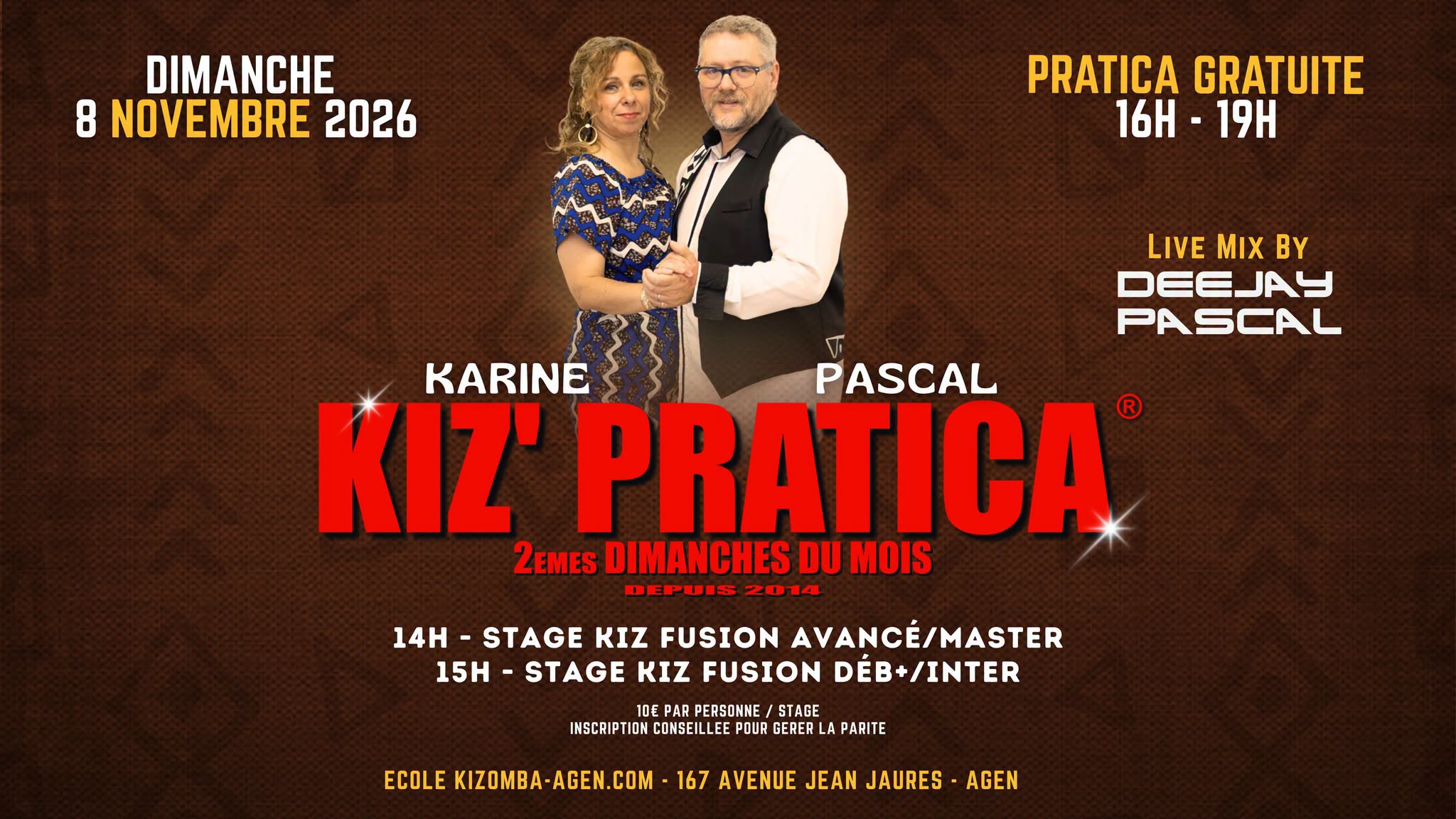 KIZ'PRATICA NOVEMBRE 2026 - KIZOMBA SEMBA - Karine & Pascal