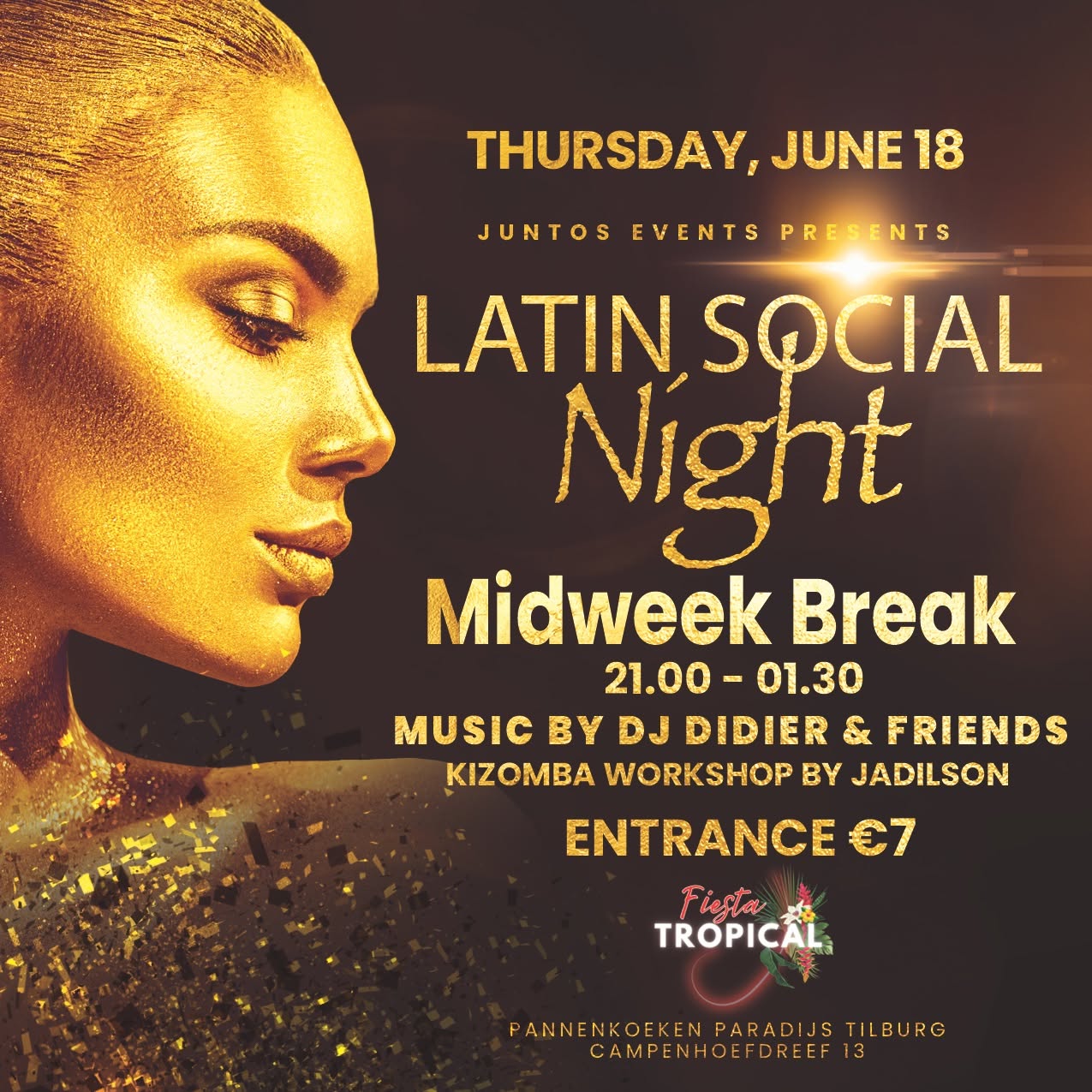 Fiesta Tropical Tilburg Latin Social Night . Do 18 Juni π΄ Kizomba Workshop π΄