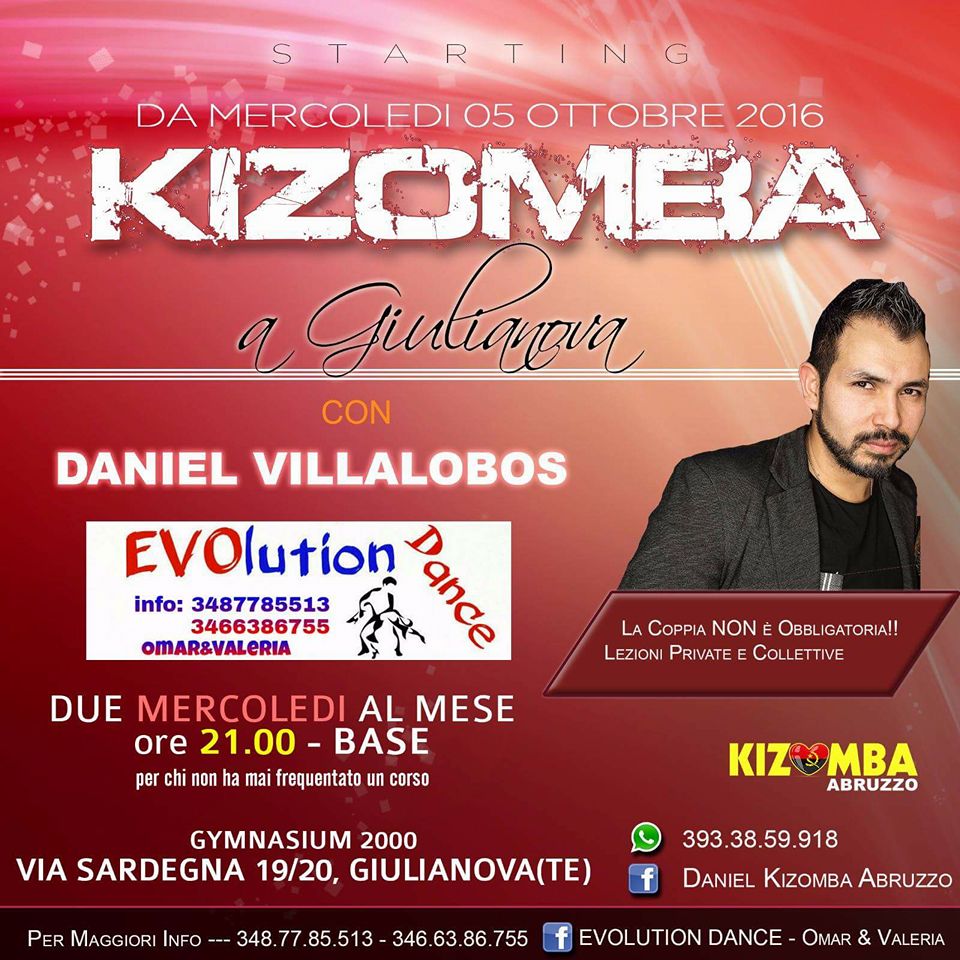 CORSI DI KIZOMBA CON DANIEL VILLALOBOS ~ EVOlution Dance