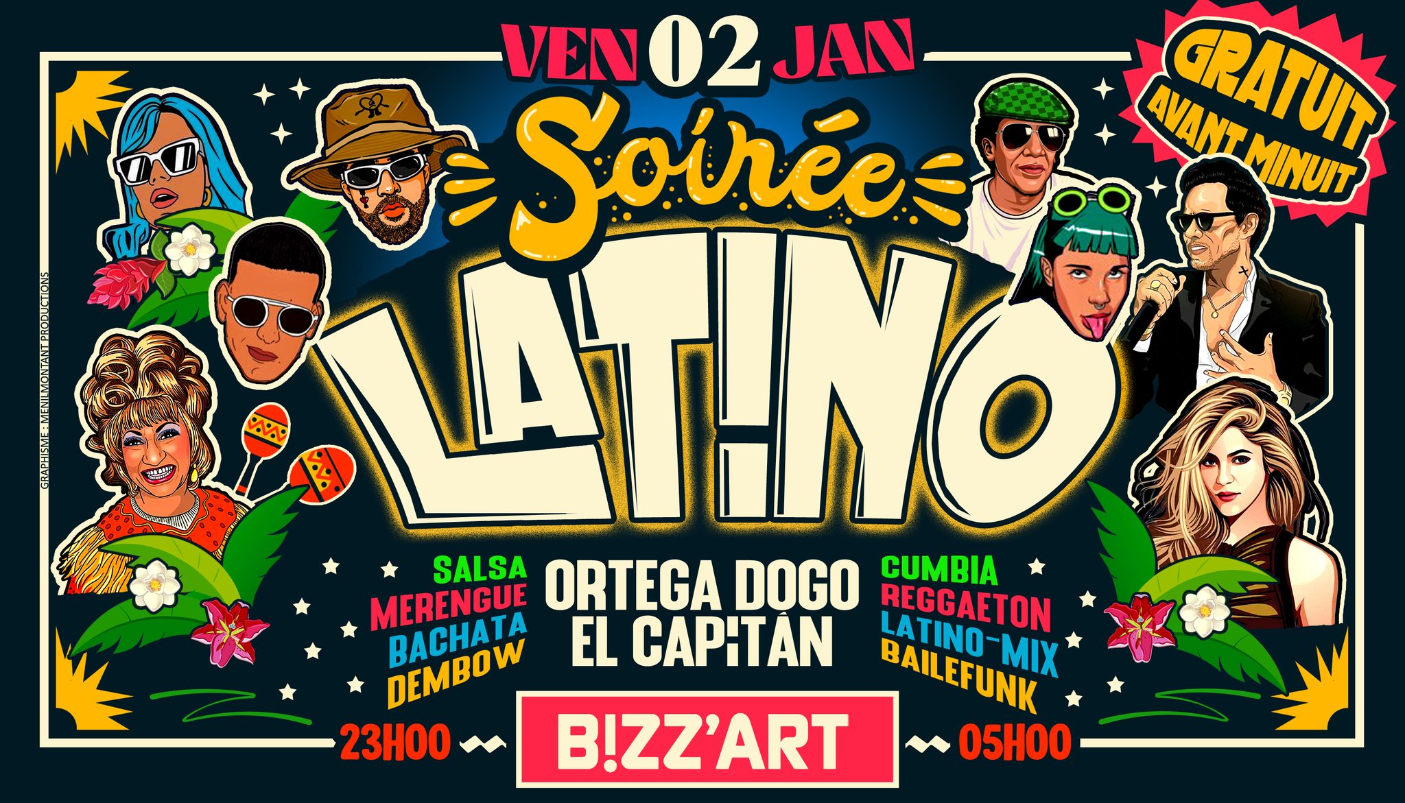 SOiRÉE LATiNO x CANAL ST MARTIN 🌴 Ven.02.Jan.2026💃🕺 au B!ZZART 🌻 ENTRÉE GRATUITE AV. MiNUiT !!!
