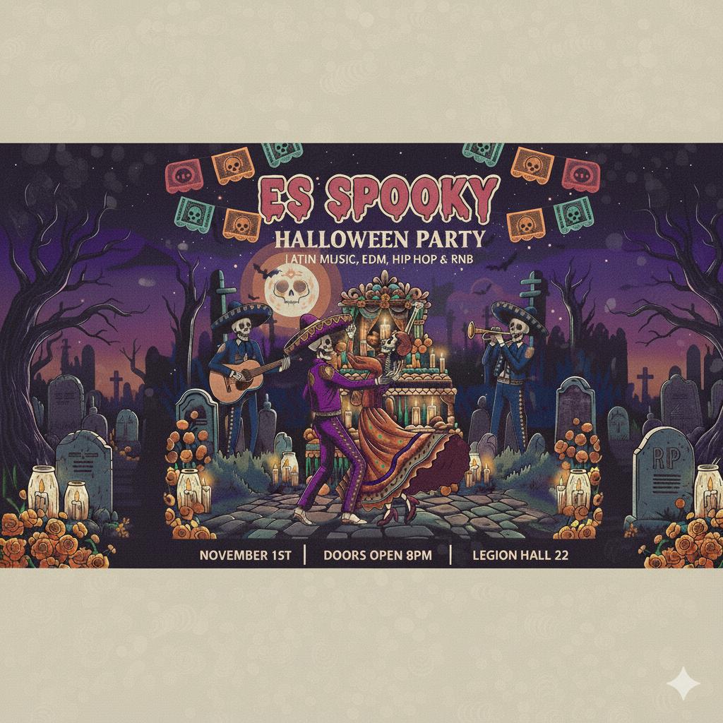 Es Spooky Latin Dance Day of the Dead Party