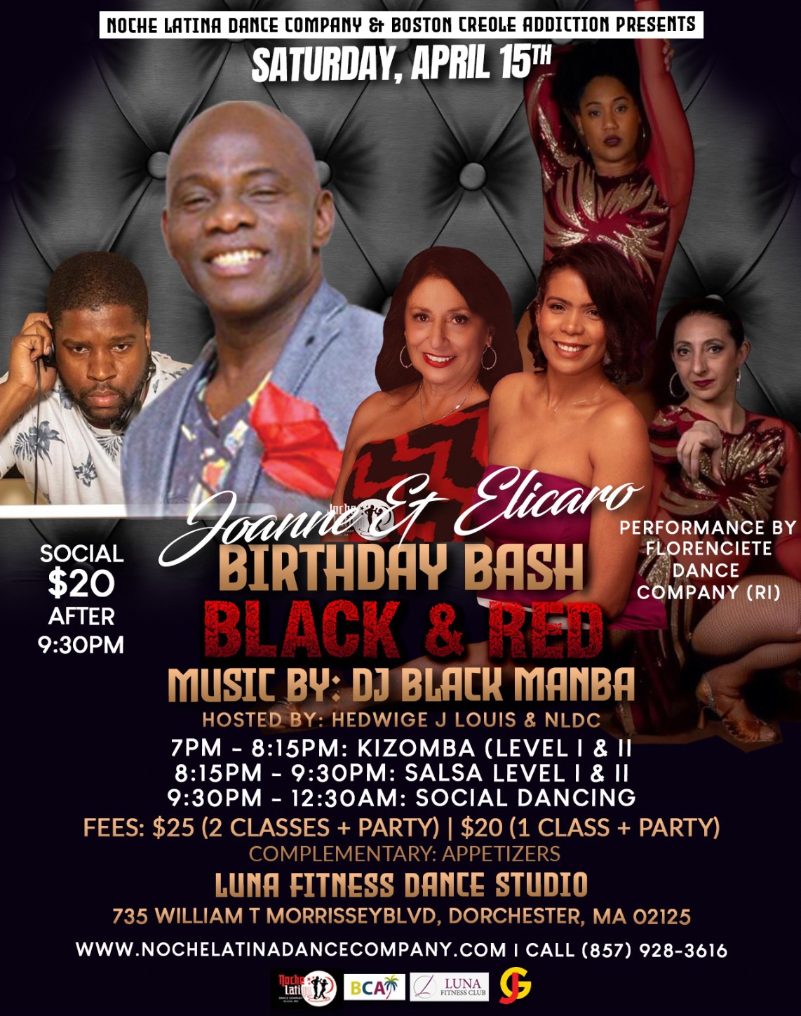 April 15th Noche Latina Social Birthdays Bash Dj Black Mamba Luna Studio Performances