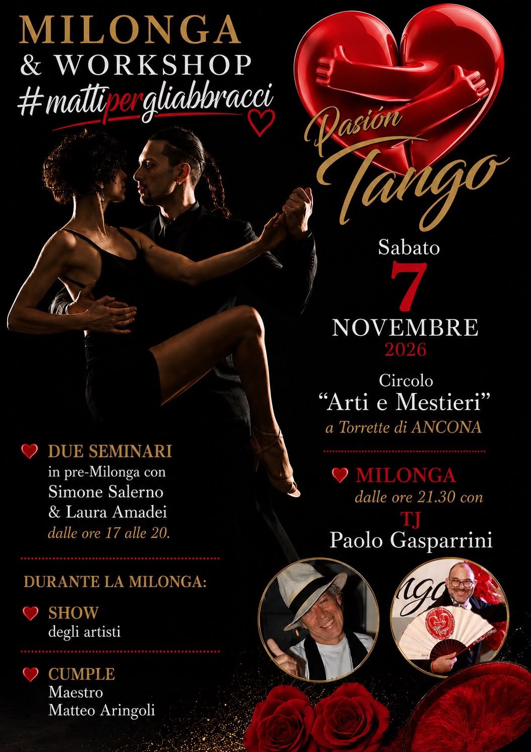 MILONGA&WORKSHOP #mattipergliabbracci - SABATO 7 NOVEMBRE - ANCONA (Torrette) - Tj Paolo Gasparrini