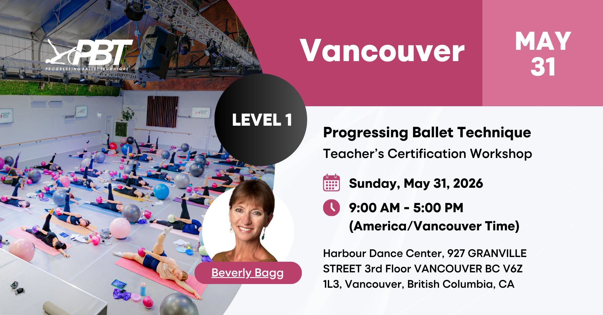Vancouver Progressing Ballet Technique Teachers Certification Workshop Level 1 Beverly Bagg