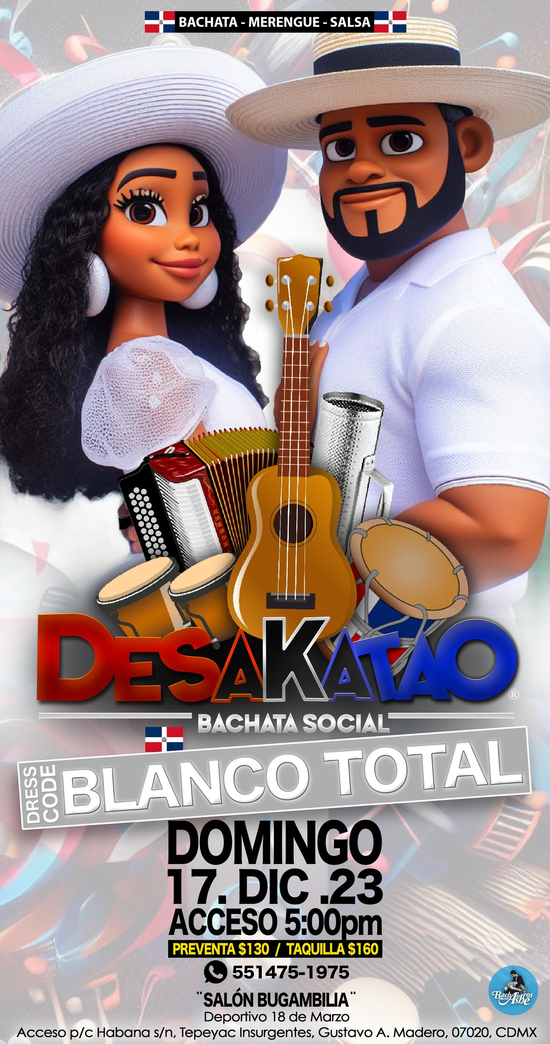 ¨Desakatao¨ Bachata Social - ¨BLANCO TOTAL¨ - 17 de DICIEMBRE