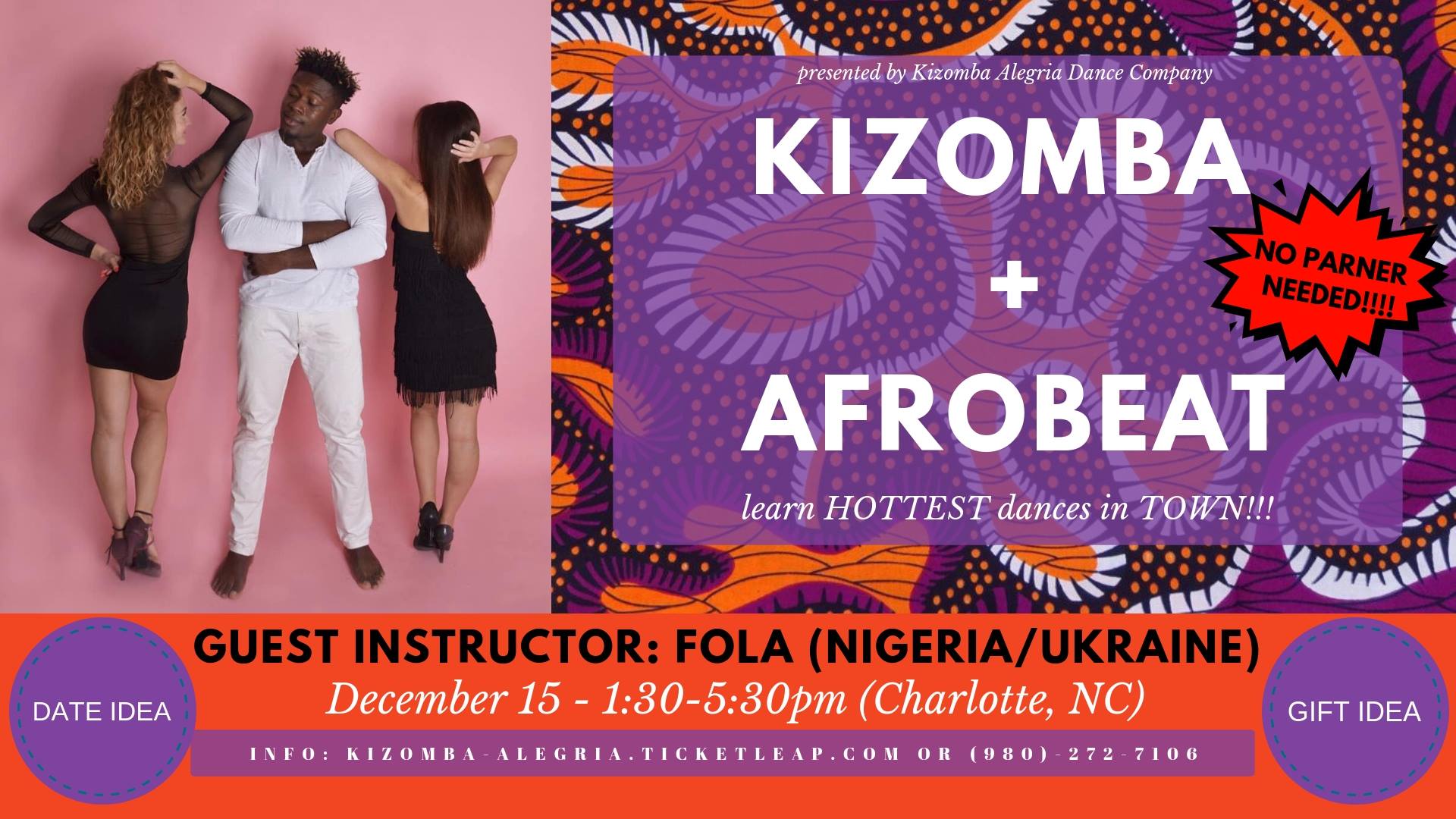 Kizomba AfroBeat with Guest Instructor FOLA (Nigeria Ukraine)
