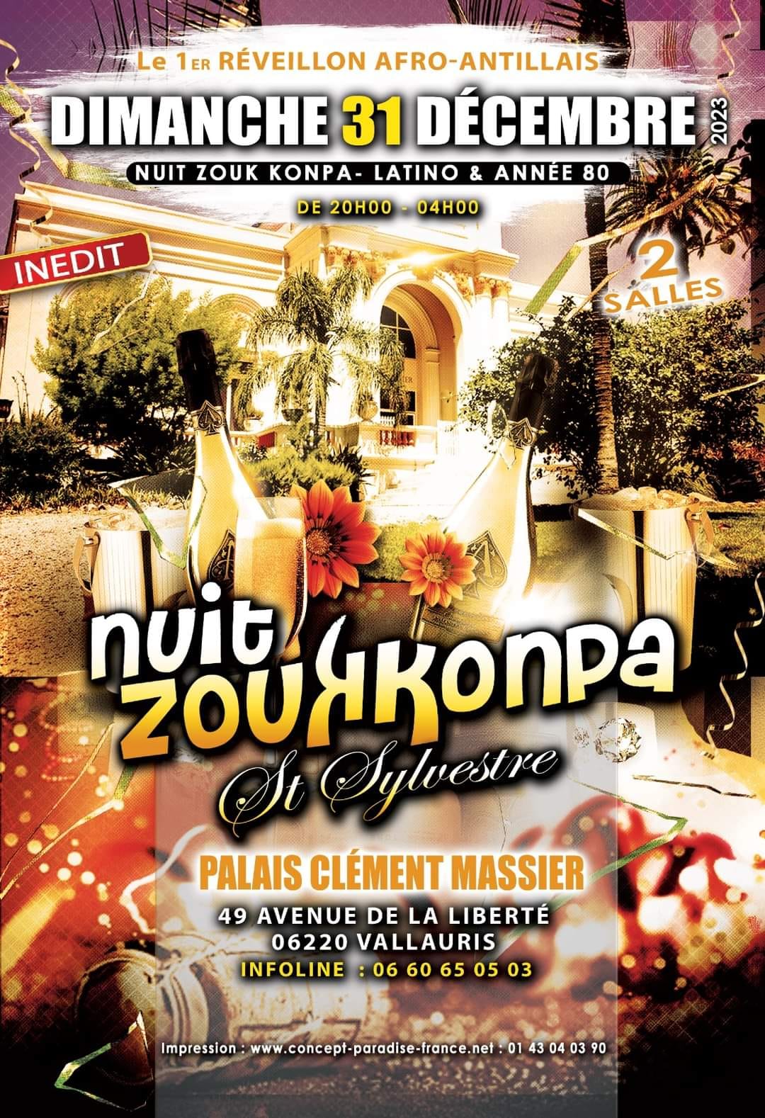 Réveillon Nuit Zouk Konpa, Latino & Année 80 Palais Clement Massier