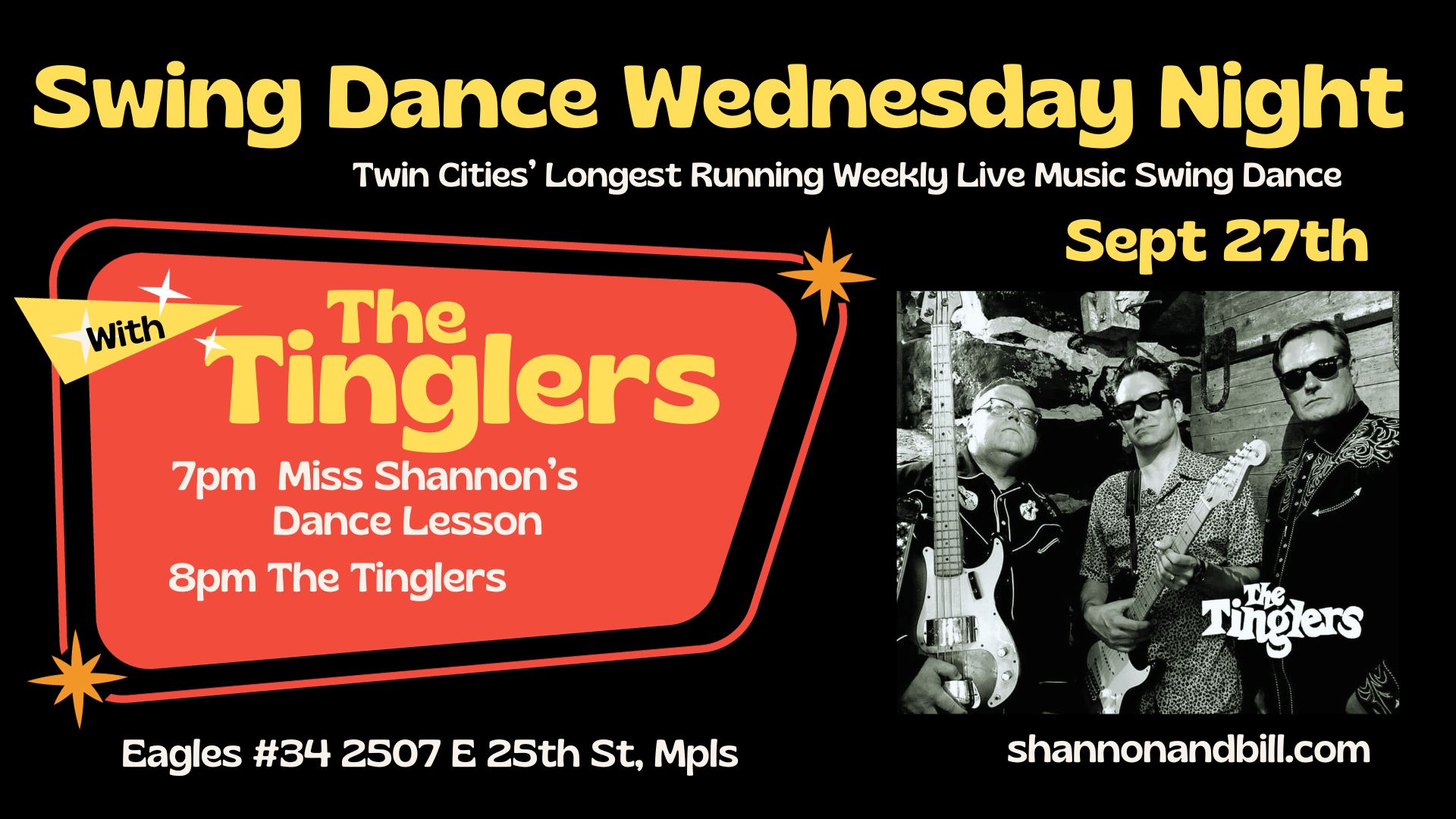 The Tinglers at Swing Dance Wednesday Night TC Sept 27
