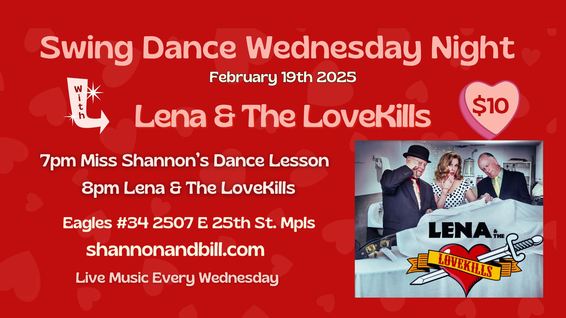 Lena & The LoveKills at Swing Dance Wednesday 2 19