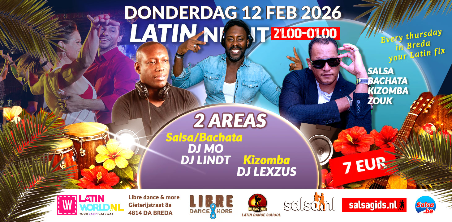 Don 12 FEB 2026 LIBRE LATIN NIGHT 2 AREAS 1 SALSA, BACHATA & 1 KIZOMBA ROOM
