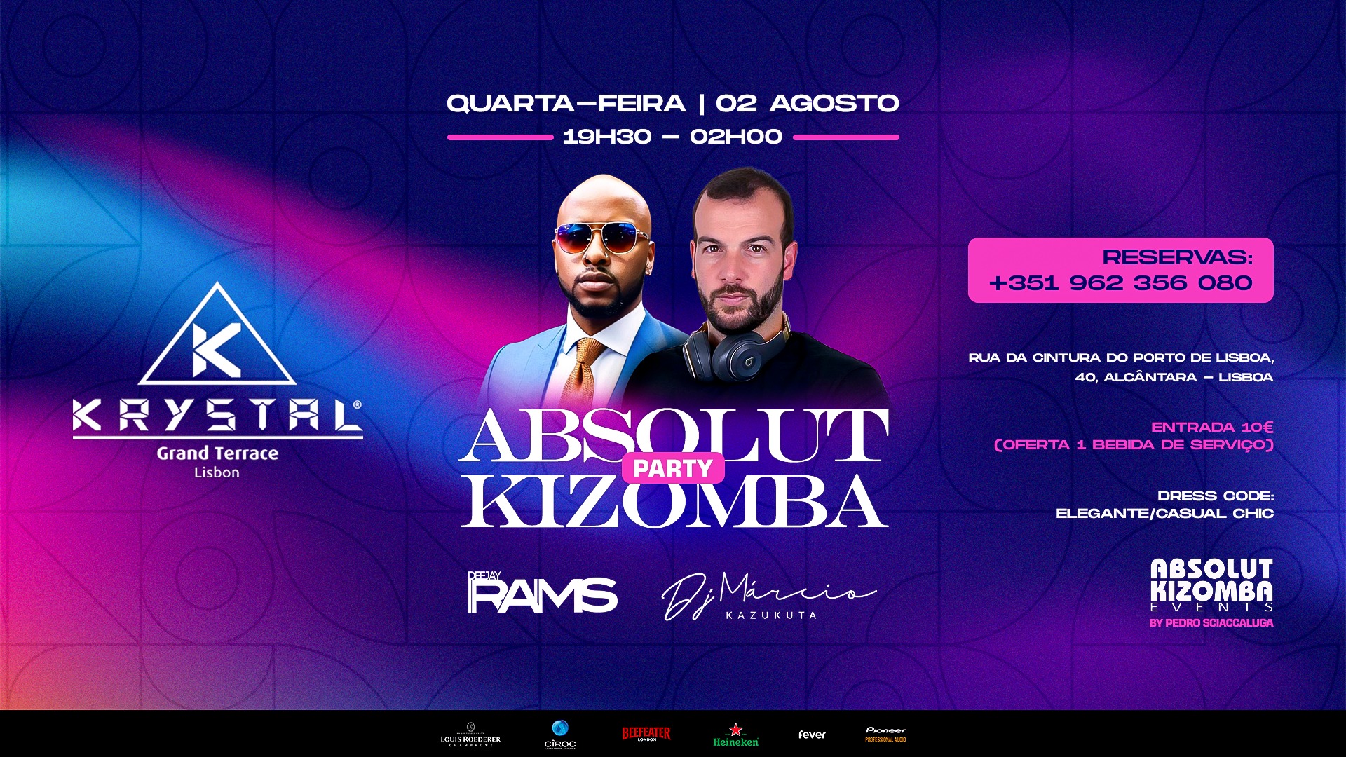 Quarta-Feira - Absolut Kizomba Party @ Krystal Grand Terrace - 02 de Agosto!