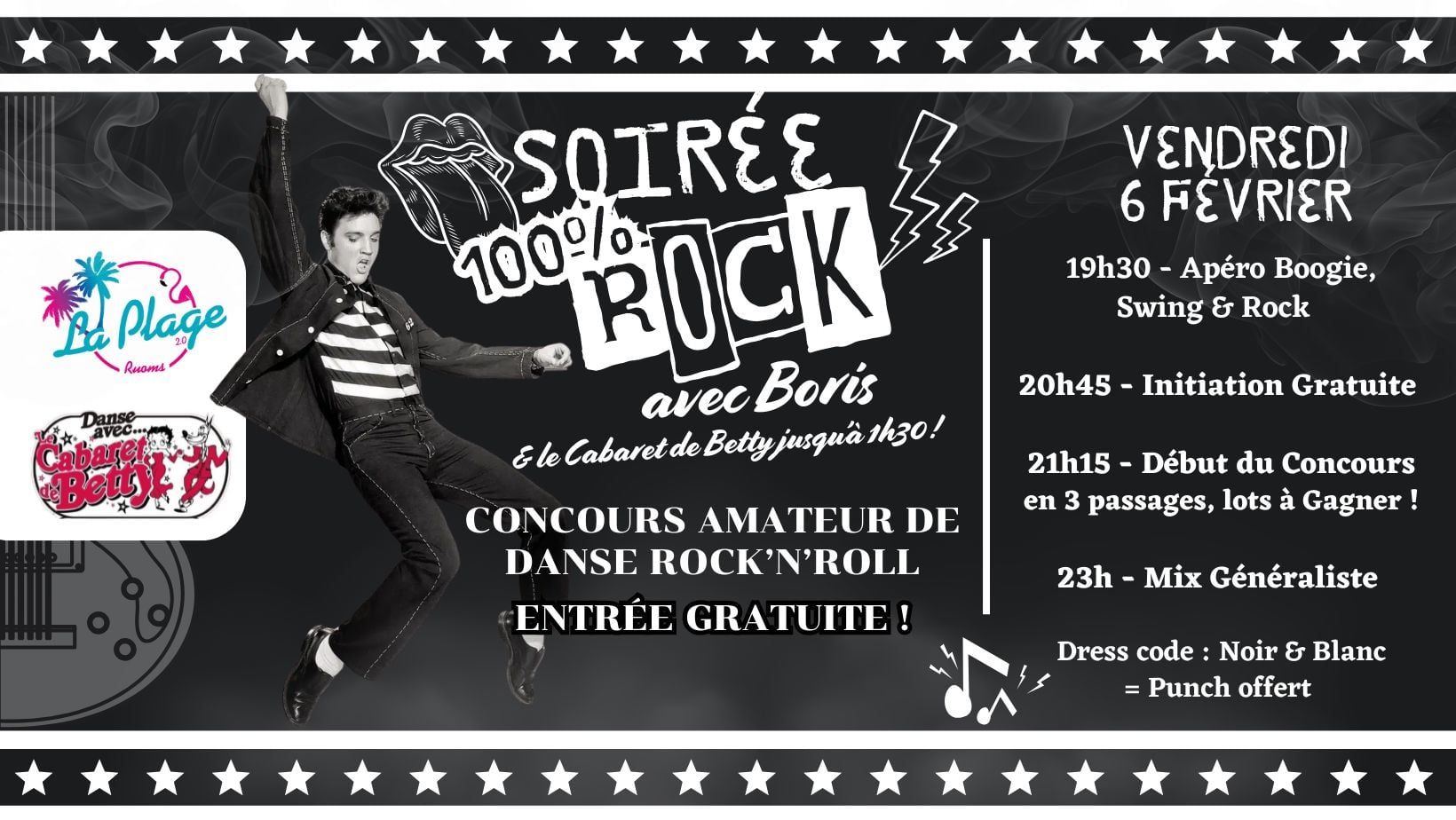⚫️⚪️ Soirée 100% Rock - CONCOURS amateur de danse ROCK’N’ROLL (entrée gratuite)