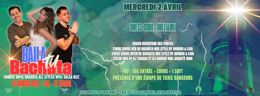 Soirée Baila Tu Bachata au Moulin d'Orgemont le Mercredi 2 Avril 2025