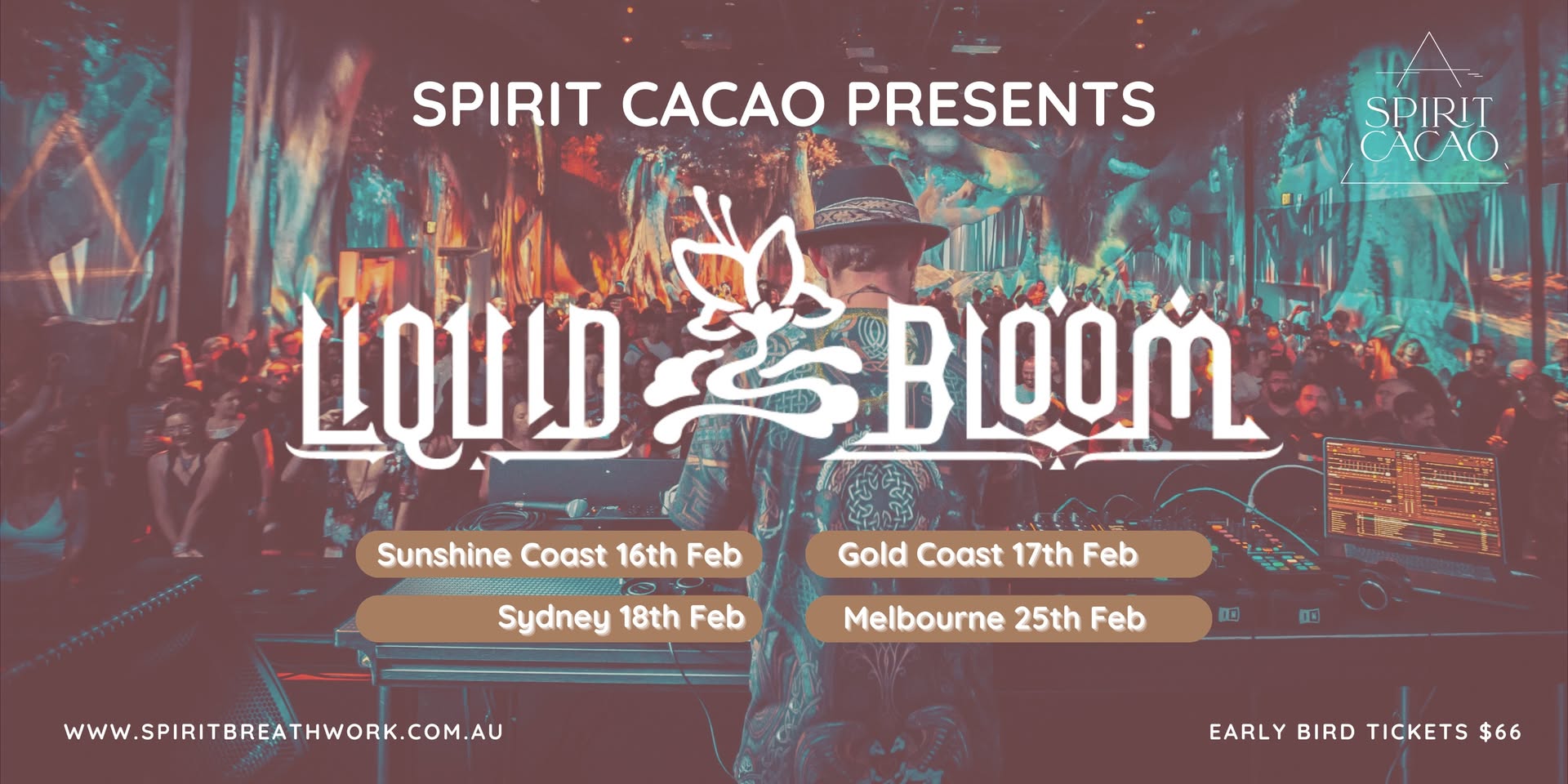 SPIRIT CACAO DANCE PARTY + LIQUID BLOOM SYDNEY February 18, 2024.