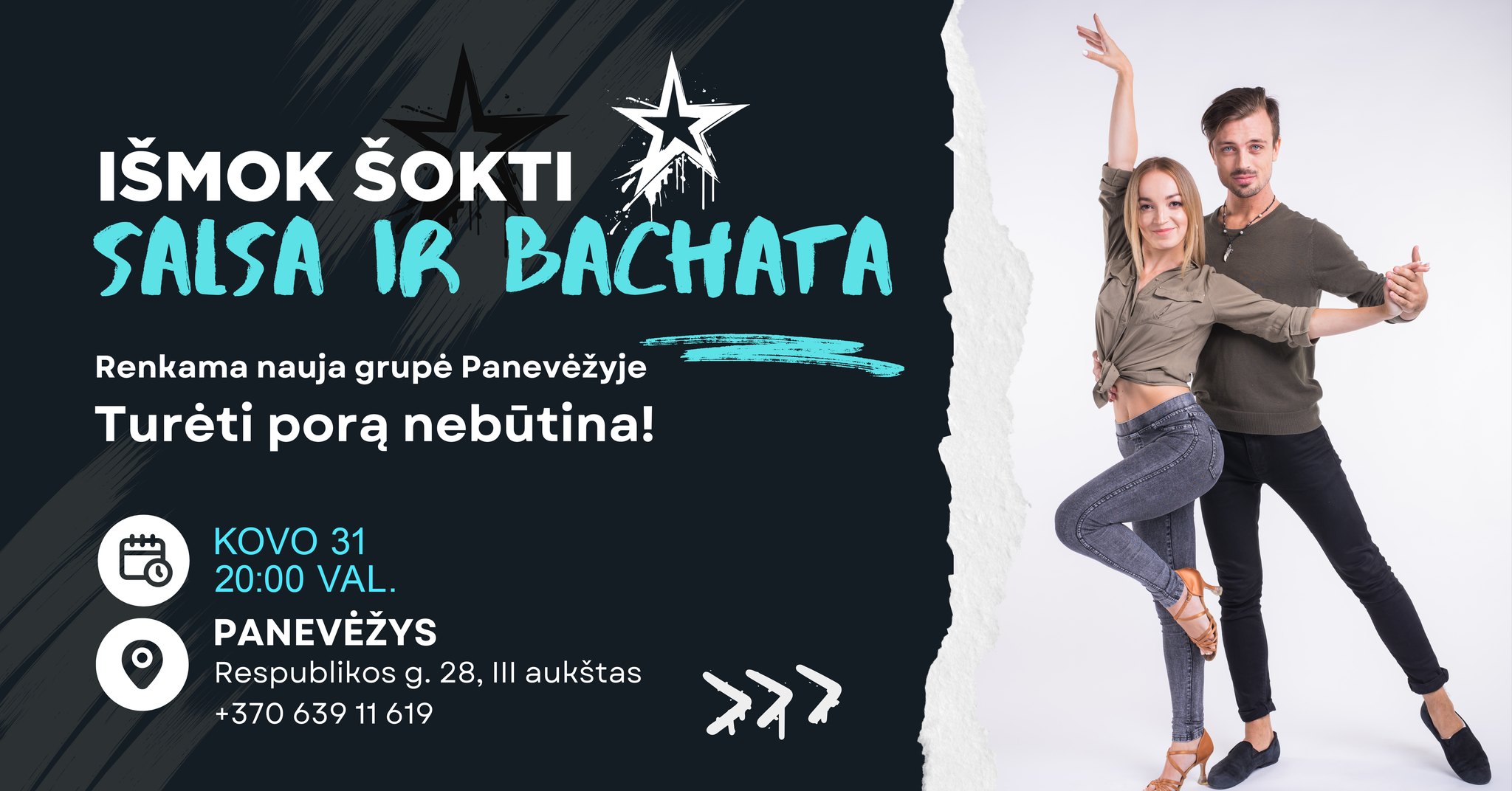 Išmok šokti SALSA ir BACHATA Panevėžyje