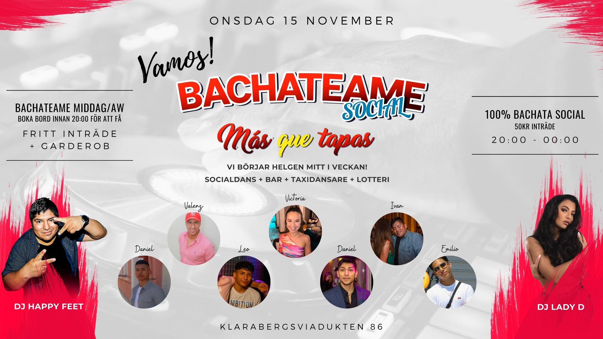 Bachateame Social - 100% Bachata, Onsdag 15 nov