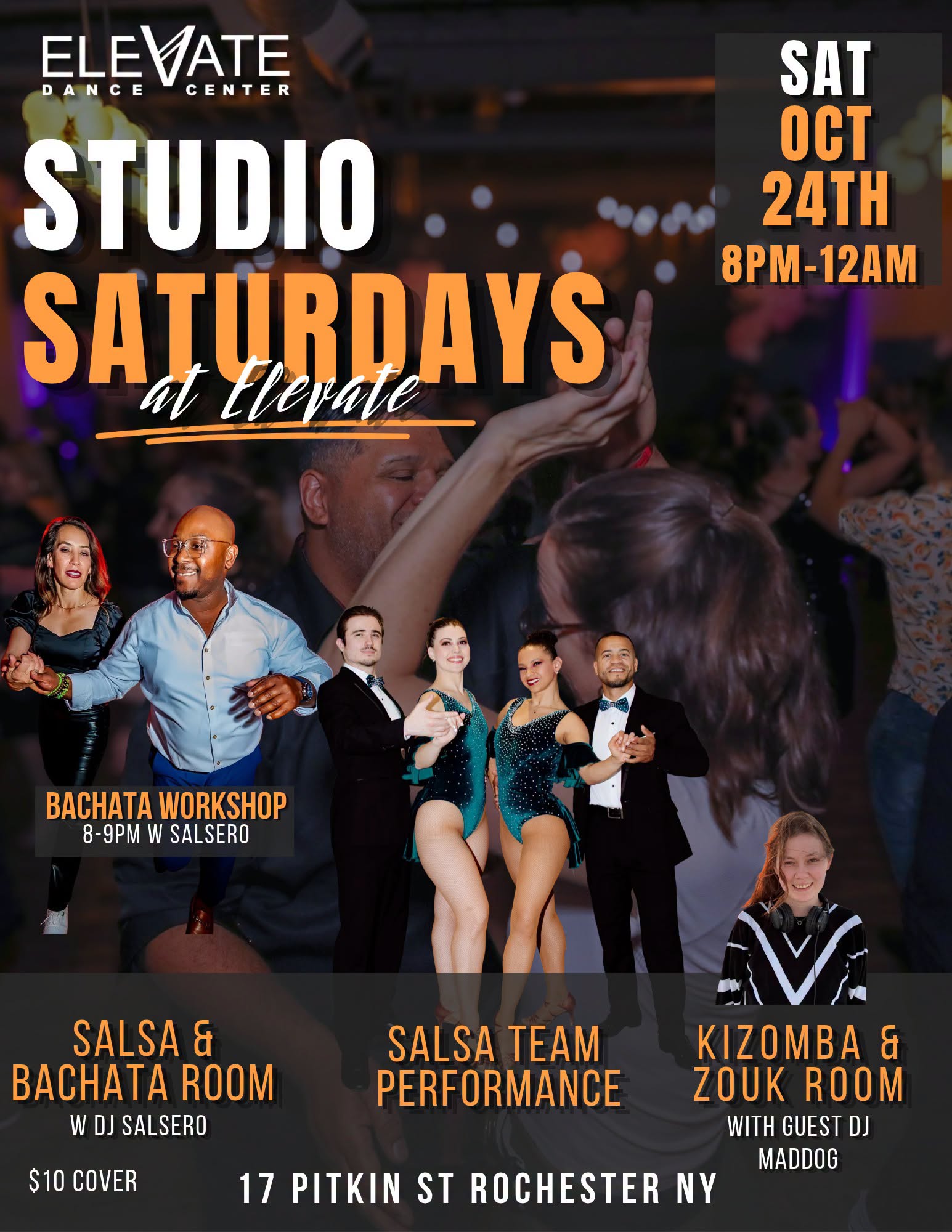 Studio Saturdays at Elevate - THIS Saturday 10 24 - Bachata Workshop - Salsa Team Performance!