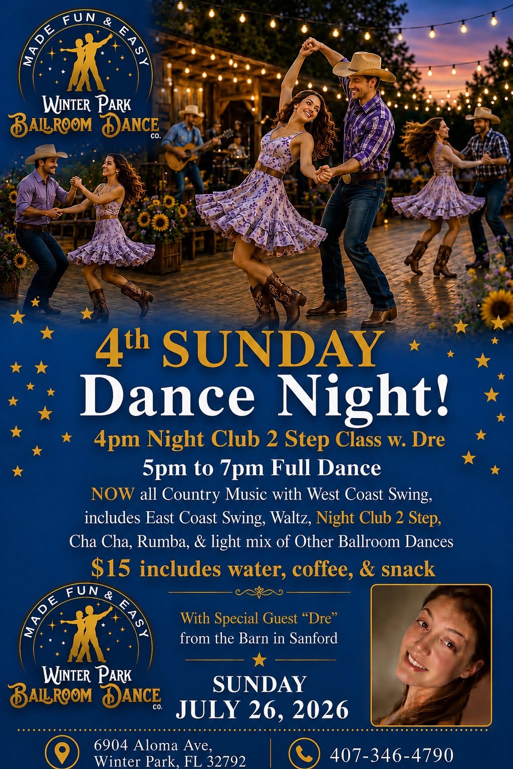 4th Sunday Country Western Music Night Dance with "Dre" Night Club 2Step