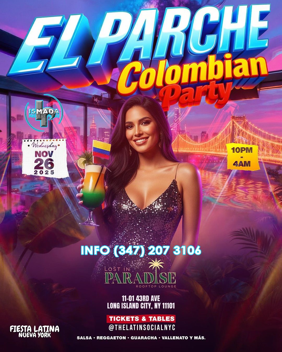 Fiesta Colombiana “EL PARCHE” Thanksgiving Eve Rooftop