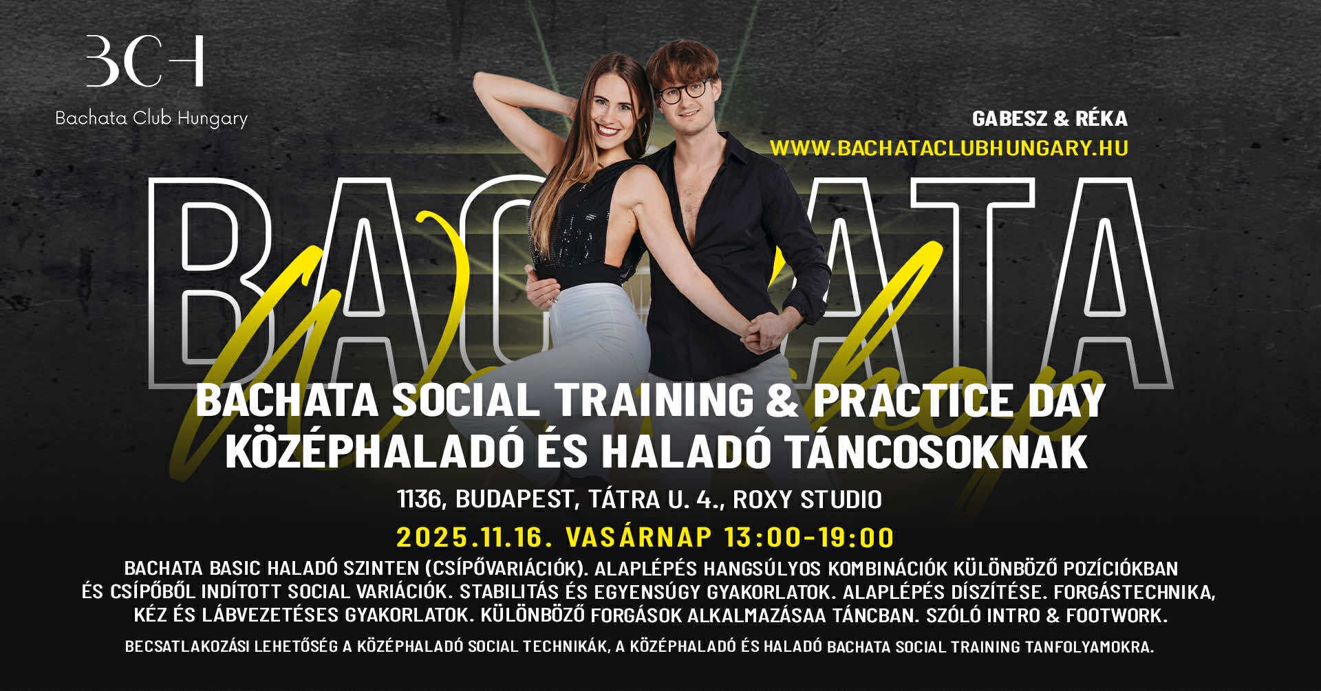 Bachata Social Training Day - Középhaladó & Haladó Táncosoknak