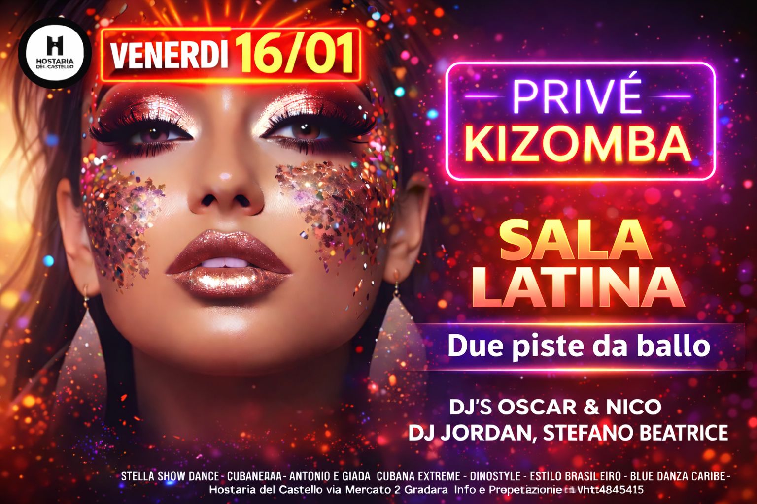 Venerdì 16 Gennaio_LATINO + KIZOMBA DANCE PARTY_Hostaria del Castello Gradara