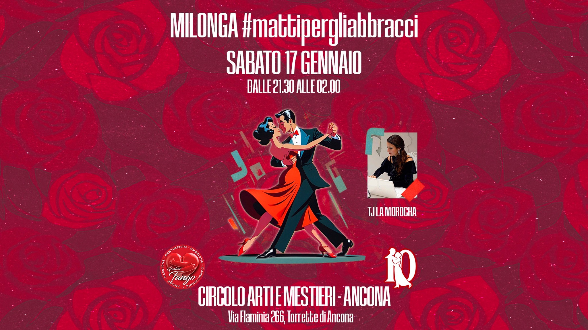 MILONGA #mattipergliabbracci a TORRETTE di ANCONA - SABATO 17 GENNAIO - Tj LA MOROCHA