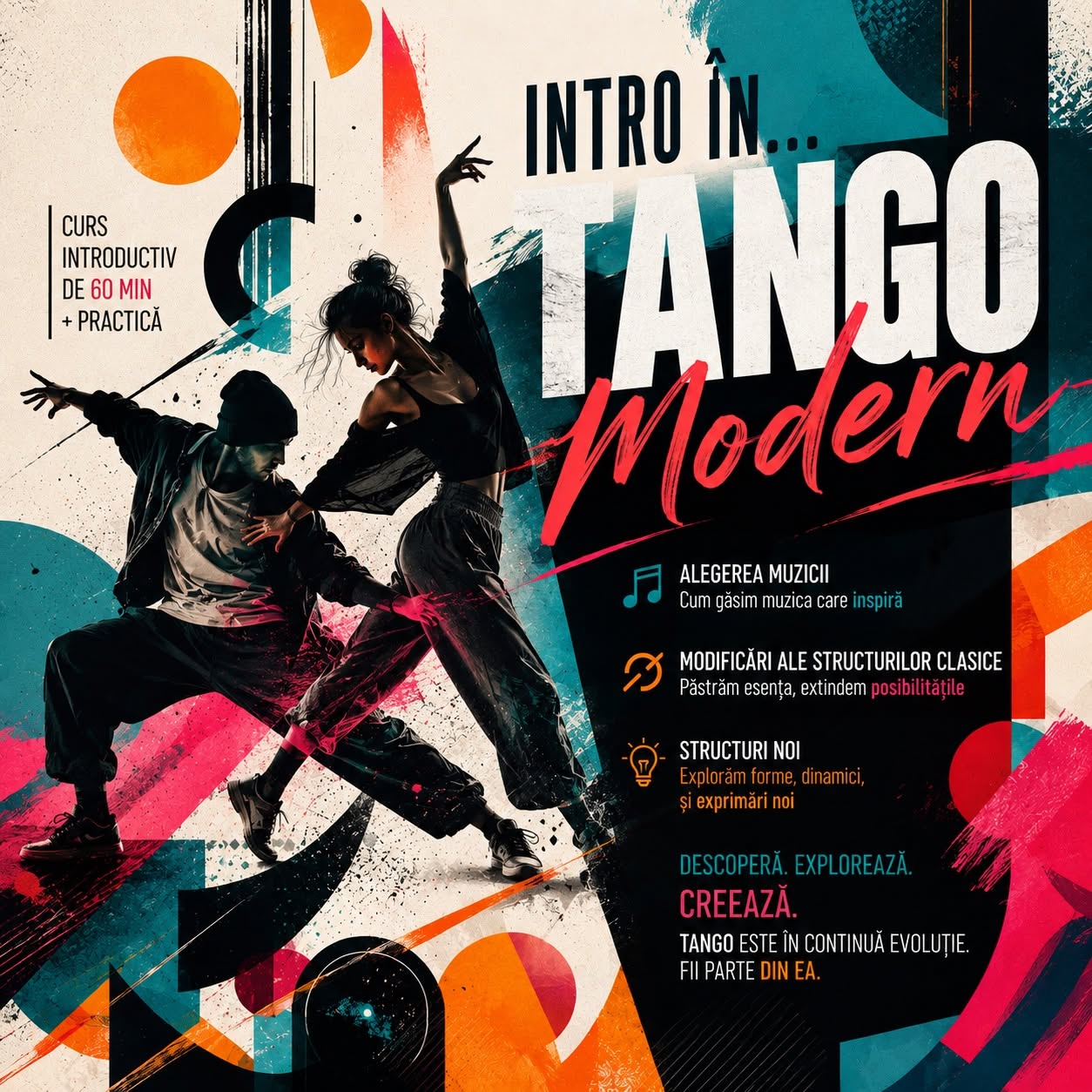 Intro in Tango Modern, curs urmat de practica, duminică, 14 Iunie de la 6.30 pm!