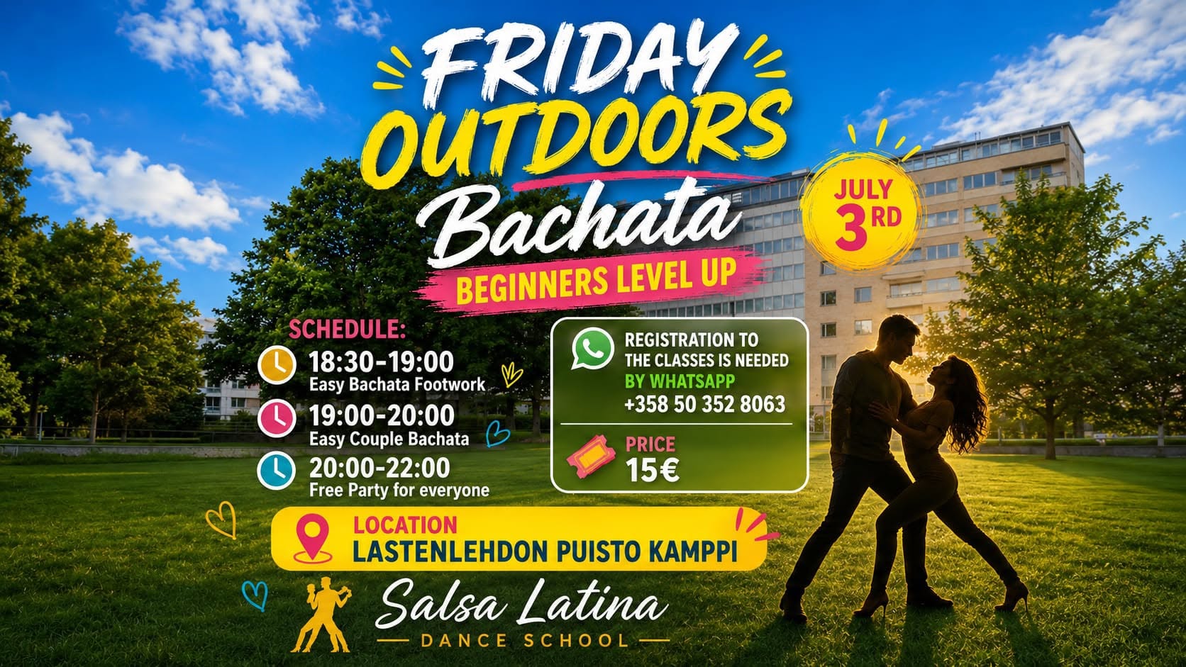 Friday Outdoors Bachata Beginners Level Up classes
