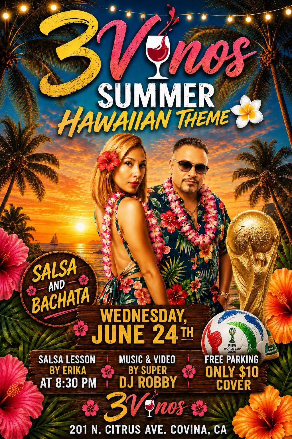 3VINO'S SUMMER HAWAIIAN THEME SALSA BACHATA PARTY