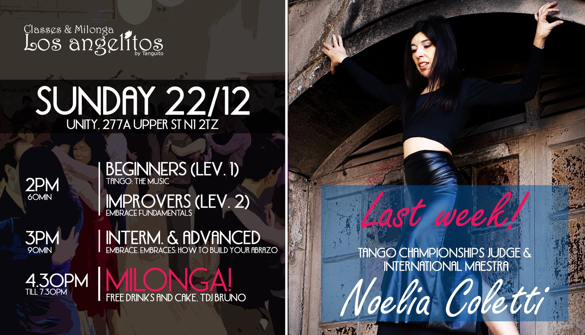 Noelia Coletti in London! Masterclasses and Milonga at Tanguito