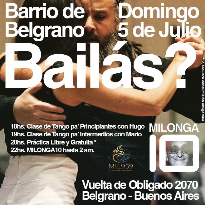 MILONGA10 Domingos en Belgrano!