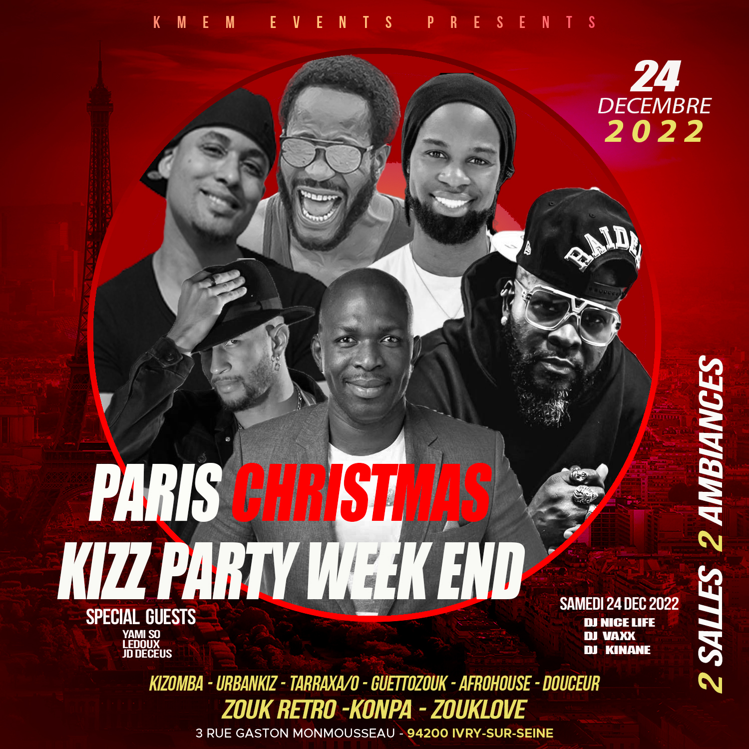 23 & 24 DEC 2022 I PARIS CHRISTMAS KIZZ PARTY WEEK END I 1 SALLE KIZZ I 1 ZOUKRETRO ZOUKLOVE I